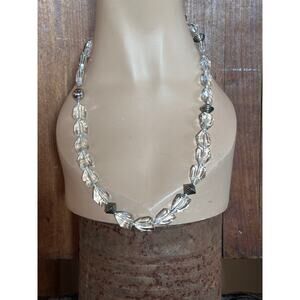 1990s Clear Glass Bead Crystal Necklace